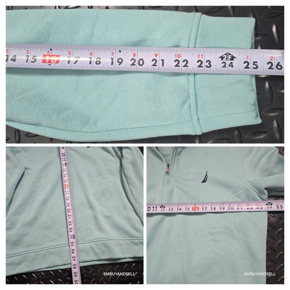 Nautica Mens XL Quarter Zip Fleece Pullover Light Blue Mint Casual - Picture 5 of 10